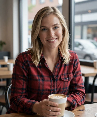 Megan, 28, in a flannel shirt at a Dallas coffee shop - trucker dating Dallas profile