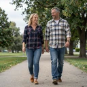 Robert and Karen walking outdoors together - trucker dating success story