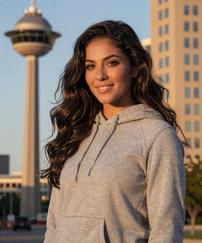 Sofia, 32, in a hoodie near Reunion Tower Dallas - trucker dating Dallas profile