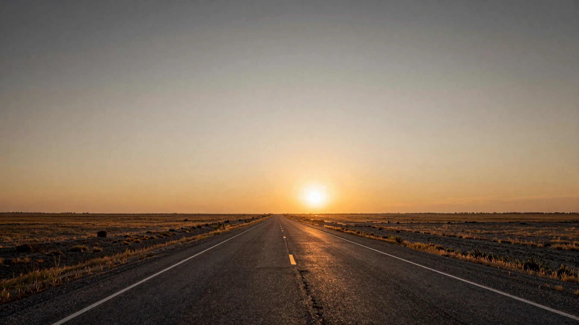 Long Texas highway at golden sunset for trucker dating Texas