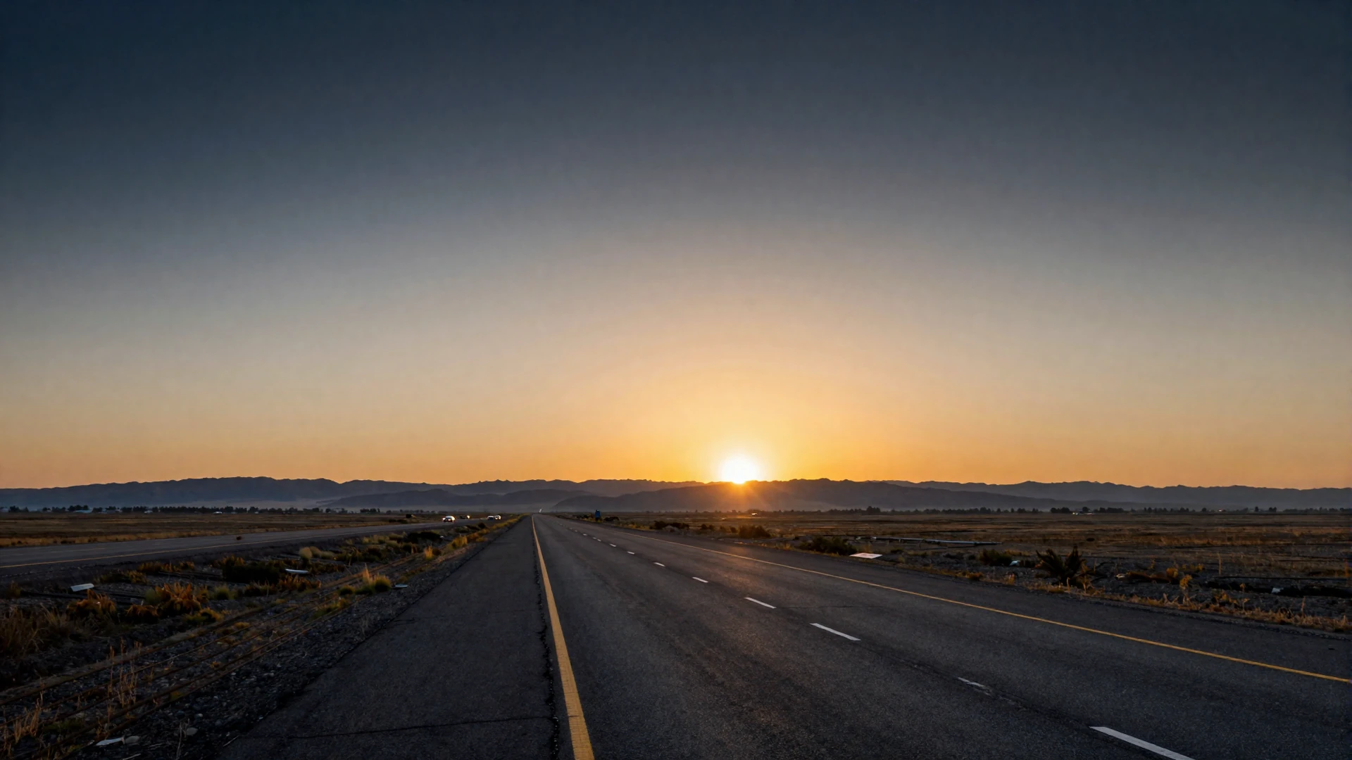 Open American highway at sunset representing long haul relationship dating and life on the road