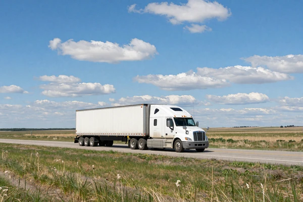 Semi truck on I-80 across the Nebraska plains - trucker dating Nebraska routes