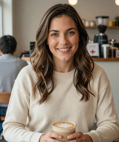 Ashley, 30, in a sweater at a Houston coffee shop - trucker dating Houston profile