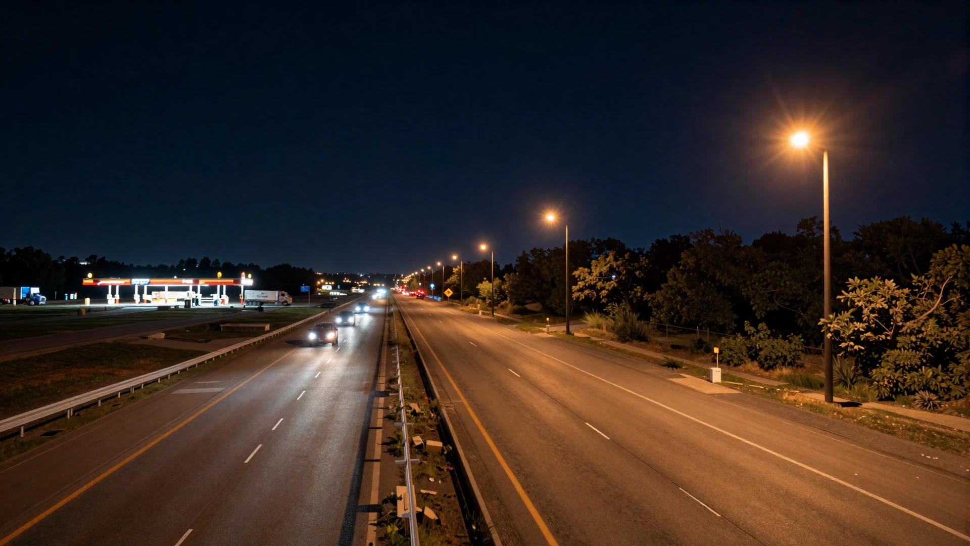 American interstate highway at night with streaking headlights for best dating apps for CDL drivers review